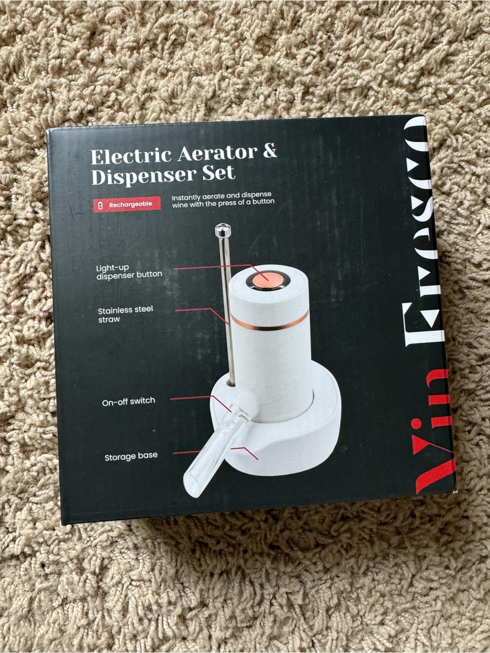 Rechargeable Electric Aerator & Dispenser - White